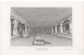 Ellora jeskyně Indie, Meyer, oceloryt, 1838
