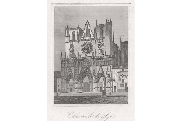 Lyon katedrála, oceloryt, (1850)