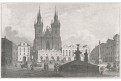 Praha Týnský chrám, litografie (1840)
